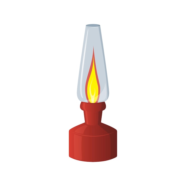 portable red kerosene lamp garden and camping lamp insulated on white background close up vector
