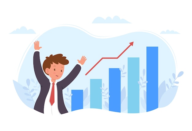 Portrait of an employee excited to see a percentage increase in sales