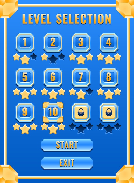 Porträtt fantasy gyllene diamant spel ui nivåval gränssnitt för gui tillgångselement