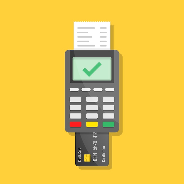 POS payment machine icon in flat style Online payment vector illustration on isolated background Banking transaction sign business concept