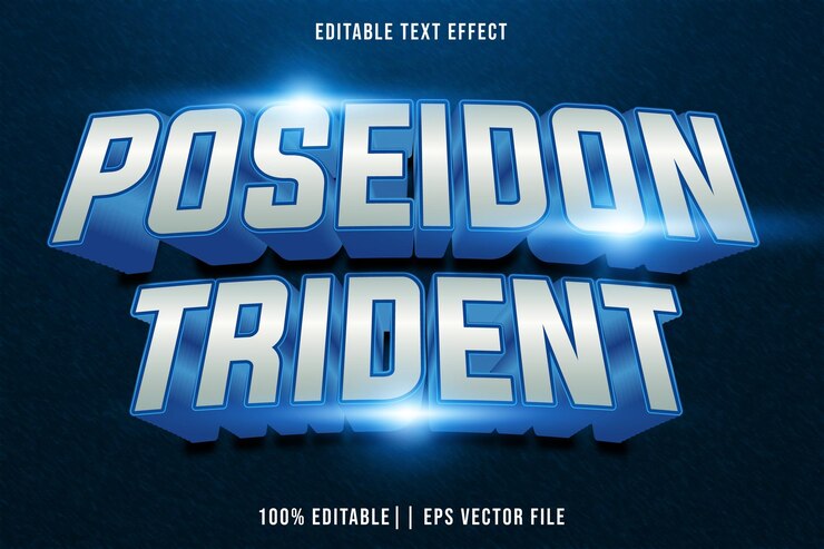 Poseidon Trident Düzenlenebilir Metin Efekti 3D Modern Stil