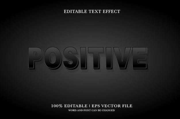 positive editable text effect with 3d vector design