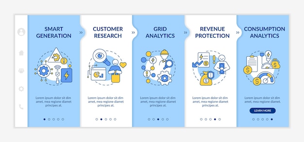 Possibilities of smart grid blue and white onboarding template