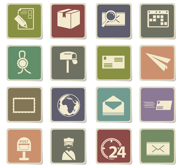 Post service icons on paper stickers