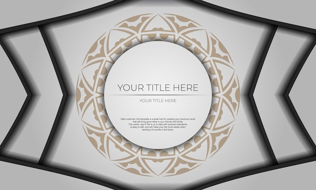 Postcard design with Greek ornaments White vector background with ornaments and place for your logo