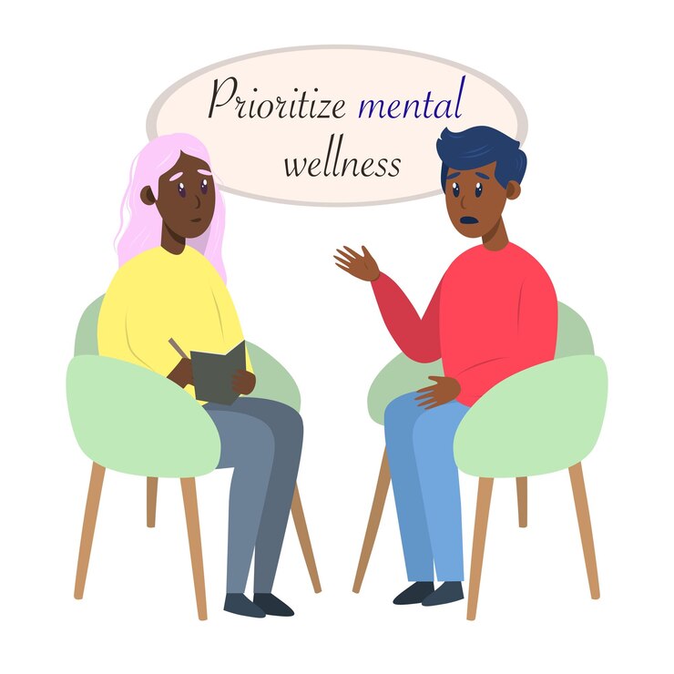 Postcard with psychotherapy session black man talking to psychologist sitting on chair mental health