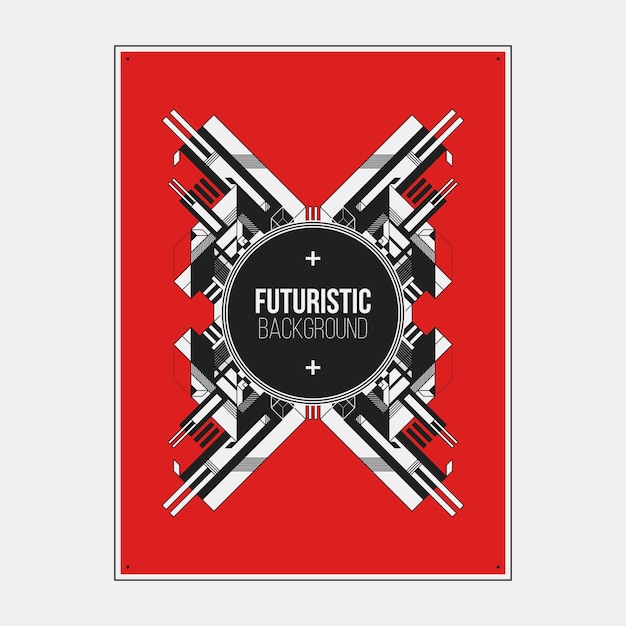 Poster/print design template with symmetric abstract element on colorful background.