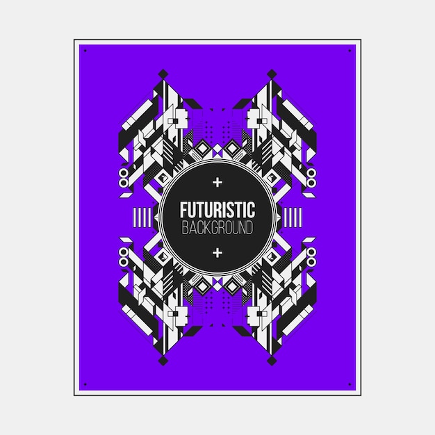 Poster/print design template with symmetric abstract element on colorful background.