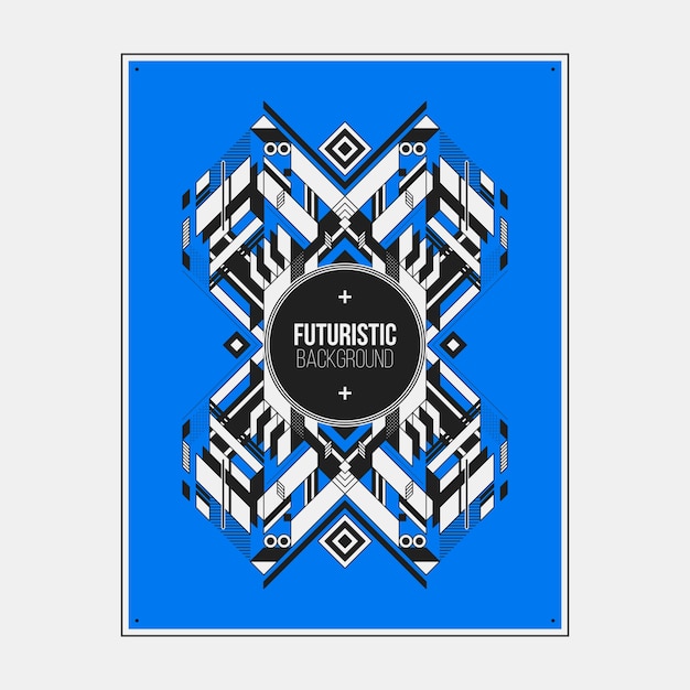 Poster/print design template with symmetric abstract element on colorful background.