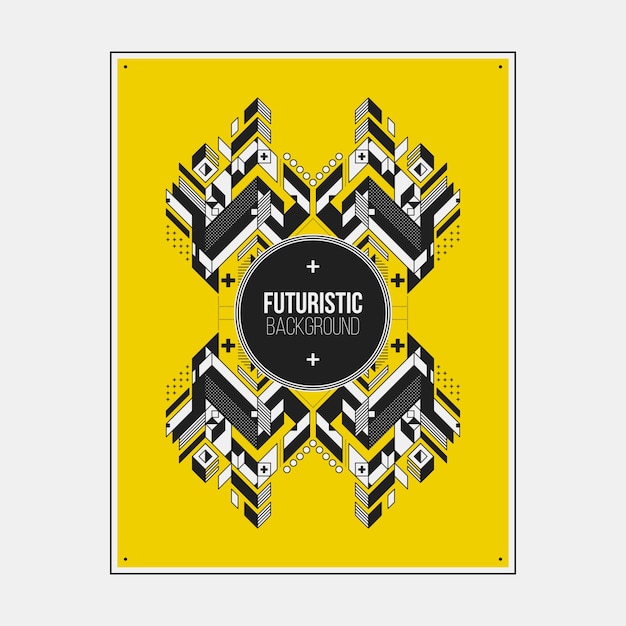 Poster/print design template with symmetric abstract element on colorful background.