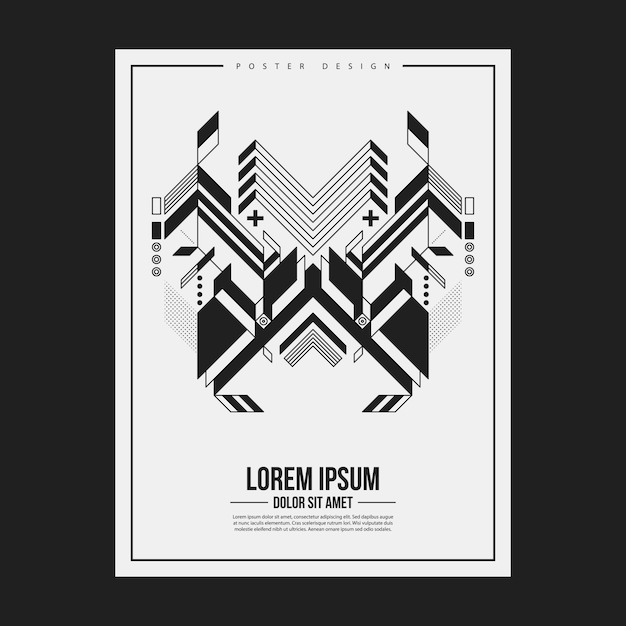poster/print design template with symmetric abstract element on white background. useful for book and magazine covers.