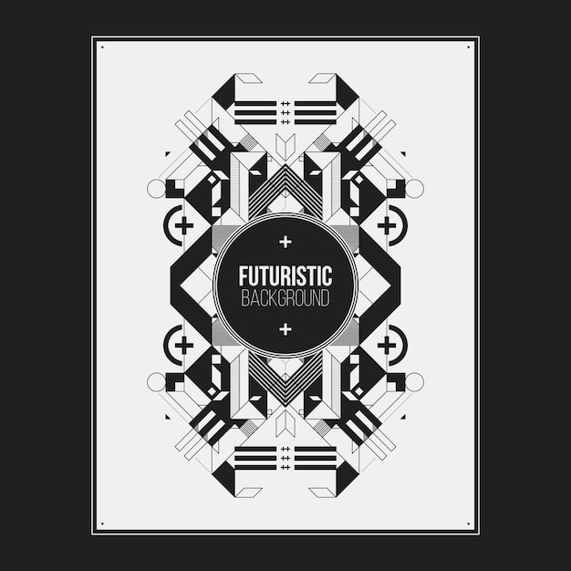 Poster/print design template with symmetric abstract element on white background. Useful for book and magazine covers.