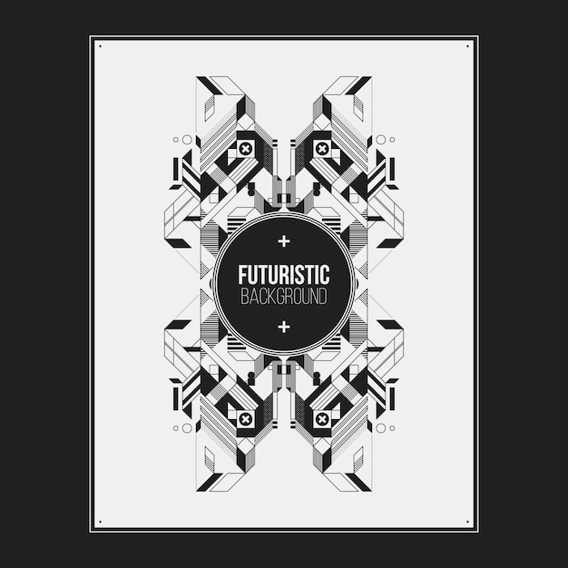 Poster/print design template with symmetric abstract element on white background. Useful for book and magazine covers.