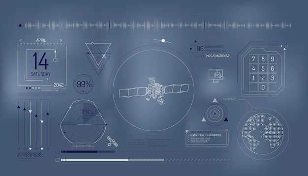 poster with a set of infographic elements on the theme of satellite data entry vector illustration