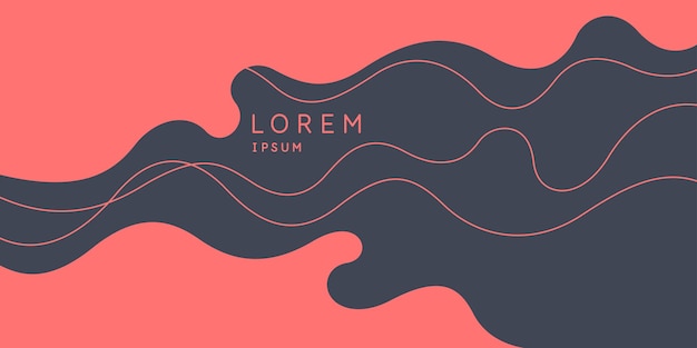poster with dynamic waves vector illustration in minimal style abstract background