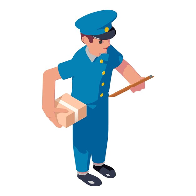 Postman parcel sign board icon Isometric of postman parcel sign board vector icon for web design isolated on white background