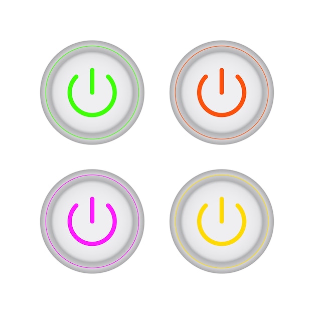 power button four color set apps and web design