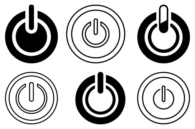 Power Button Icons OnOff Symbols in Circle Shapes