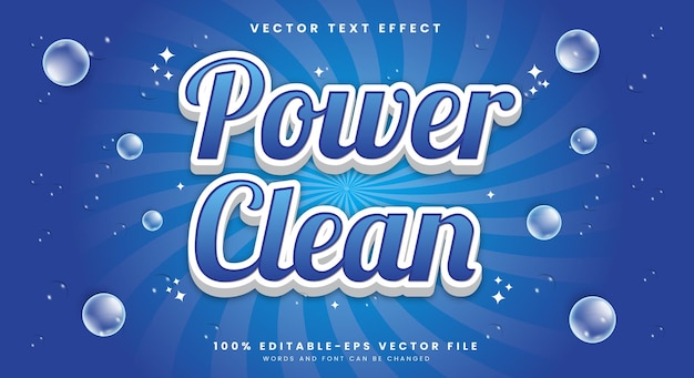 Power Clean editable text effect Template Suitable for Washing Style