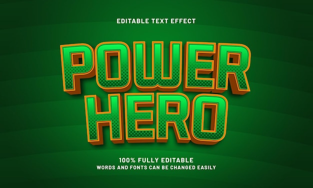 power hero editable text effect with a brave hero and super theme
