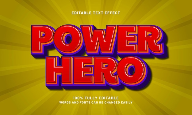 power hero editable text effects with a hero and game theme