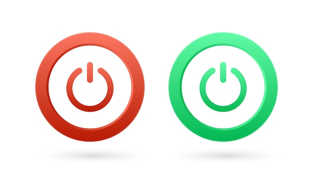 Power icon button switch 3d with turn on off icons and shut down symbols with modern frame