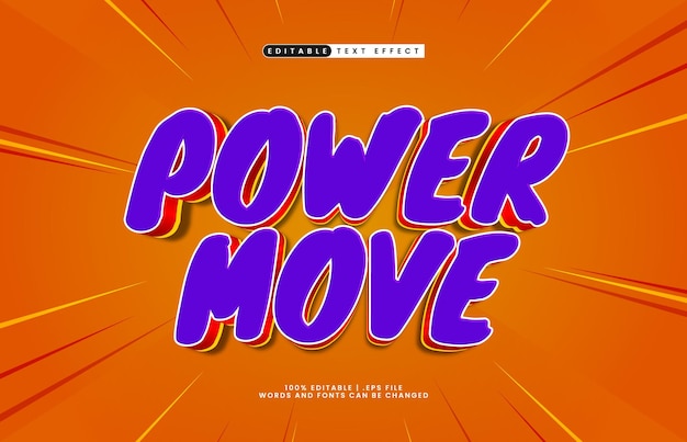 power move editable text effect with a game and kids text style