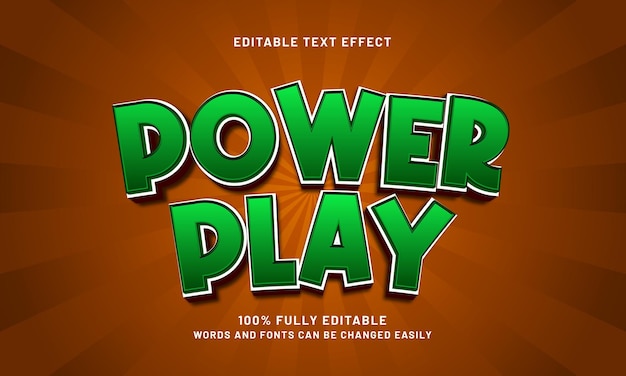 power play editable text effect with a game and kids text style