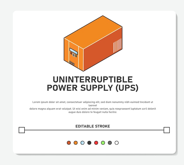 Power Supply UPS Lead Acid Battery Simple Vector Editable Stroke