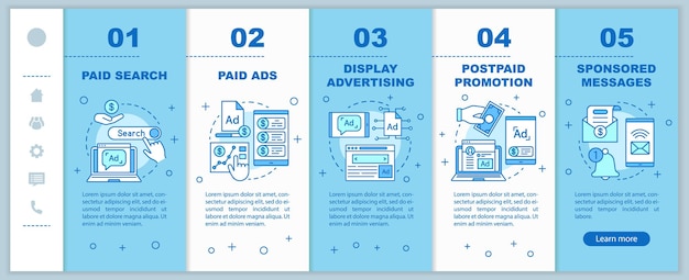 PPC kanaler onboarding mobile websider vektor skabelon