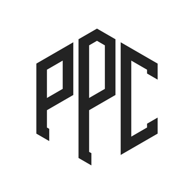 PPC Logo Design Initial Letter PPC Monogram Logo using Hexagon shape