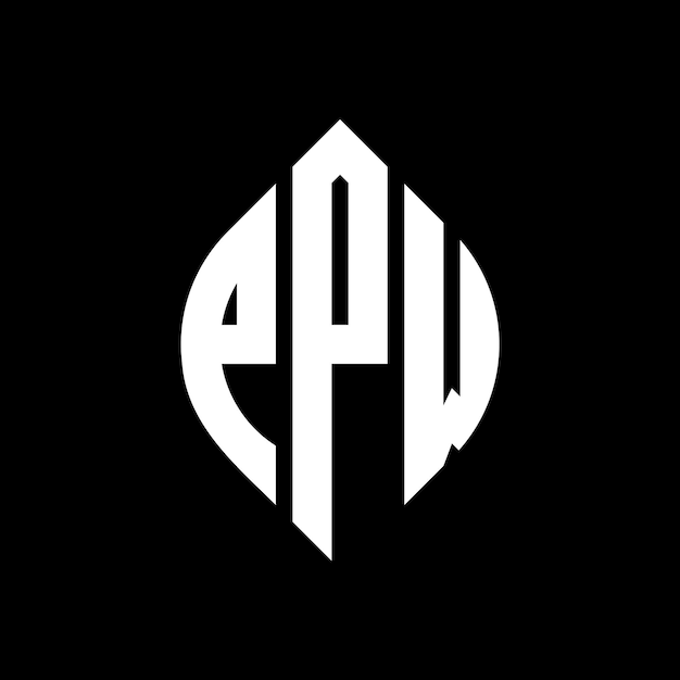 PPW circle letter logo design with circle and ellipse shape