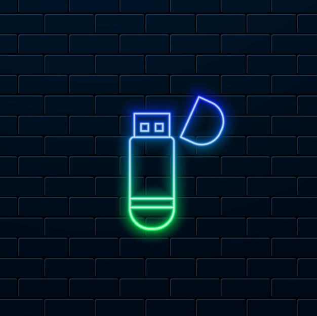 Practical USB stick icon for data storage and technology graphics neon style Perfect for representin