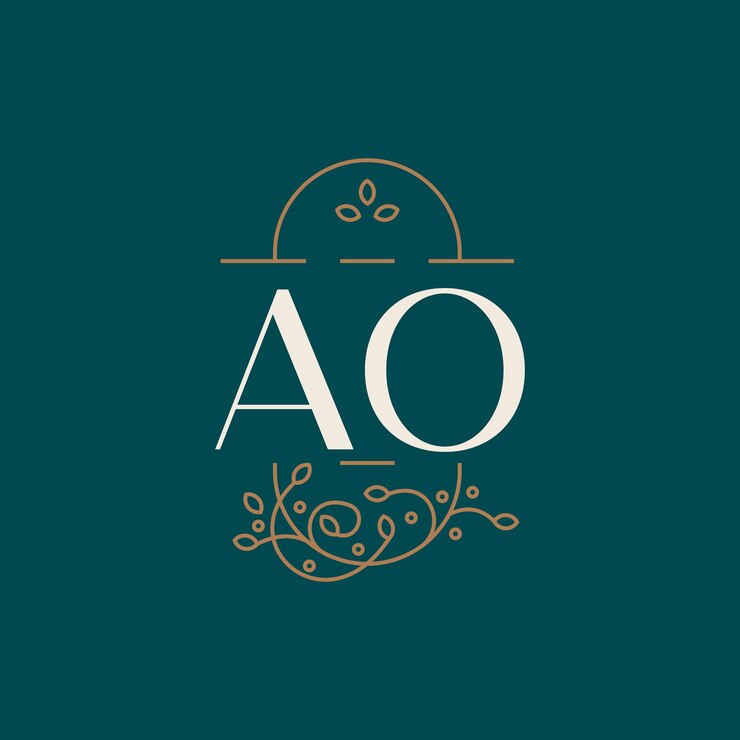 Vektör premium ao logo monogram with gold circle frame luxury initials design minimal modern typeface