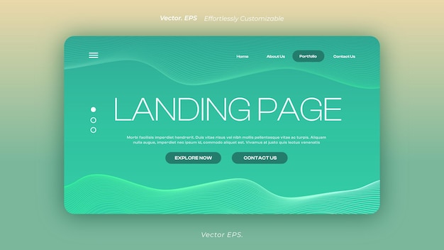 premium landing page elegant minty green gradient lines dynamic wave wavy forms vector