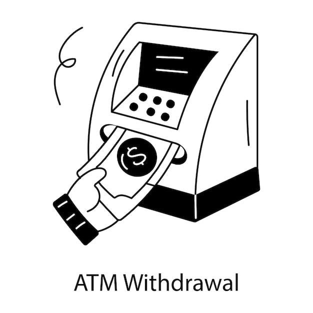 Premium linear icon of atm withdrawal