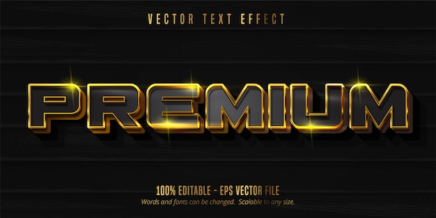 Premium text, shiny gold and black style editable text effect