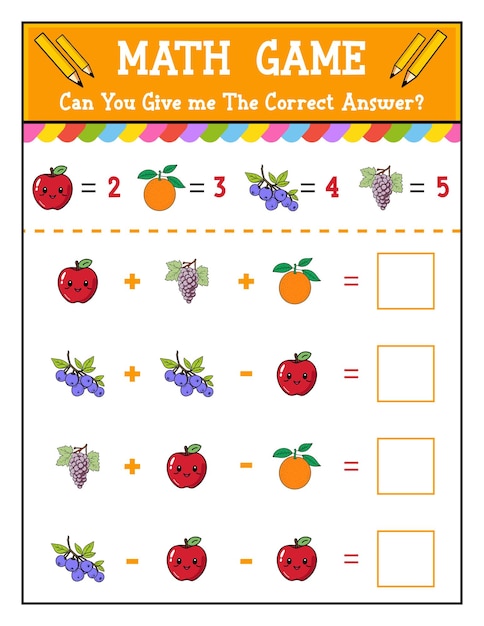 preschool math game for kids counting game with fruit