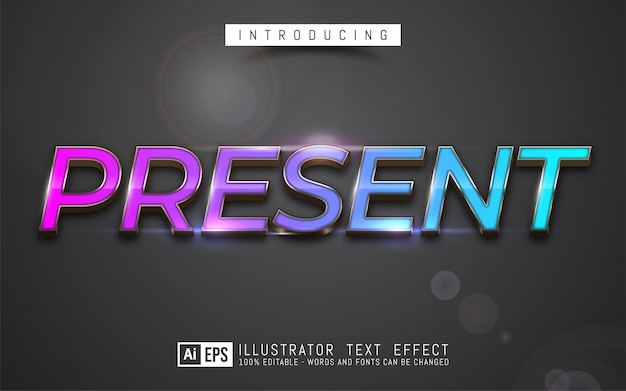present text effect, editable three dimension text style