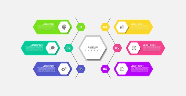 presentation business abstract background infographic template colorful with six step