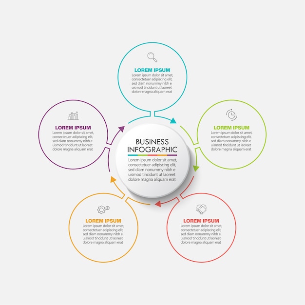 Presentation Business circle infographic template with 5 options.