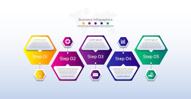 presentation business infographic template colorful with five step