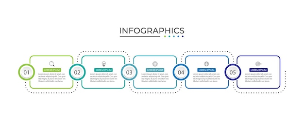 Presentation business infographic template with 5 options Vector illustration