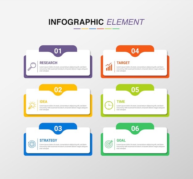 Presentation business infographic template with 6 options Infographics Template