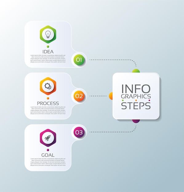 Presentation business infographic template with three step