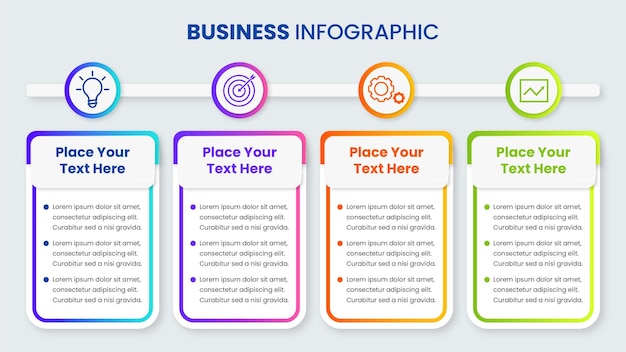 presentation business process infographic design template with modern gradient color