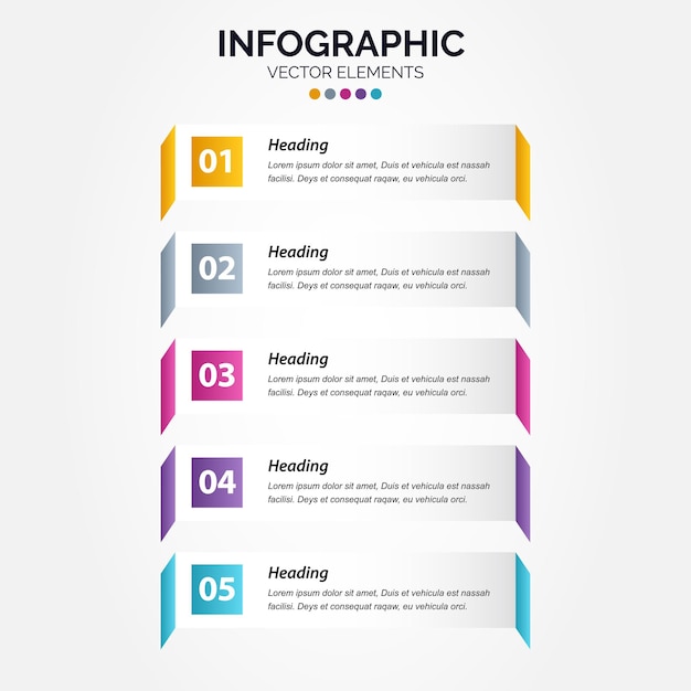 Presentation business Vertical Infographic template with 5 options vector illustration