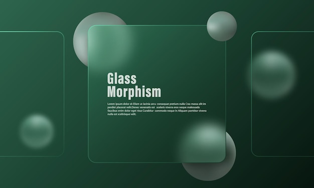 Presentation carousel with glass overlay effect on floating gradient spheres