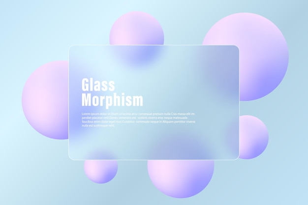 Presentation screen with the effect of glass overlay on floating spheres with a gradient