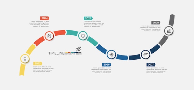presentation timeline business infographic template for background design with 6 step